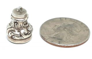 Antique Victorian Era Sterling Silver Ornate Repousse Citrine Paste Stone Charm