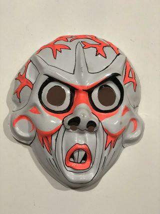 Rare Plastic Mask Halloween Vtg Glow In The Dark Alien Monster Costume Topstone