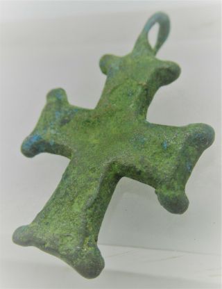 Ancient Byzantine Bronze Crusaders Cross Amulet Wearable