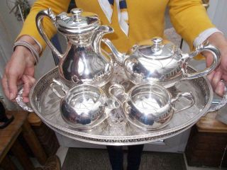 Antique Early 1900s Walker & Hall Silver Plated 4 Piece Tea Set Lovely