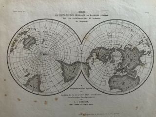 1852 Northern & Southern Hemisphere Antique Map By Joseph Meyer