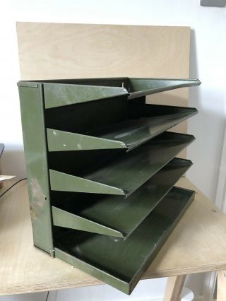 Vintage 1950s Mid Century Green Industrial Metal Desk Tidy - Letter Rack Filing