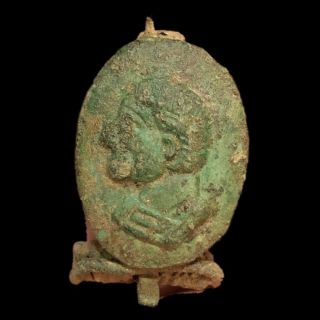 Rare Ancient Roman Bronze Fibula Brooch - With Male Bust 200 - 400 Ad (3)