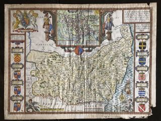 Antique Map John Speede Suffolke Suffolk 1610