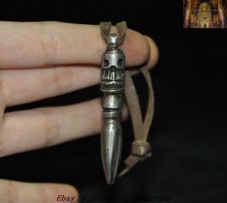 Old Tibet Meteorite Iron Skull Dorje Vajra Phurpa Dagger Faqi Amulet Pendant