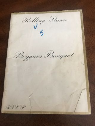 Rolling Stones Beggars Banquet Rsvp Songbook 1968 Rare