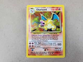 Pokemon Charizard 4/102 Base Set Unlimited Holo Rare Foil 1999 Wotc Card