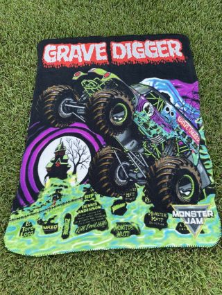 Rare Hot Wheels Graphic Monster Jam Grave Digger Truck 58” X 42” Throw Blanket