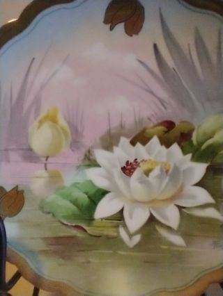 Antique HAVILAND France Stouffer Hand Painted Water Lily Plate,  Signed,  Marked 2