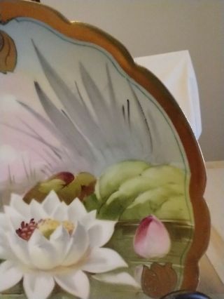 Antique HAVILAND France Stouffer Hand Painted Water Lily Plate,  Signed,  Marked 3