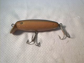 Vintage Old Wood Fishing Lure Jim Dandy Spoon Bell Wobbler Yellow Body Ge