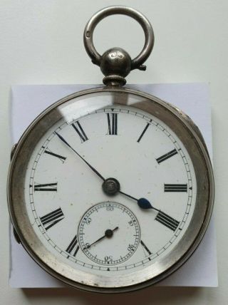 Antique Vintage Silver Pocket Watch White Face Unknown Maker Condit