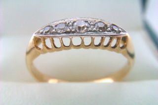 Rare 18ct Gold Platinum & Old Cut Diamonds Edwardian Gypsy Ring A.  Bros 1909