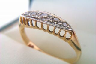 Rare 18ct Gold Platinum & Old Cut Diamonds Edwardian Gypsy Ring A.  Bros 1909 2