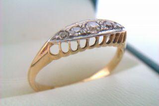 Rare 18ct Gold Platinum & Old Cut Diamonds Edwardian Gypsy Ring A.  Bros 1909 3