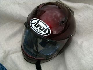 Vintage Arai Quantum /f Motorcycle Crash Helmet Metallic Deep Red Size Medium