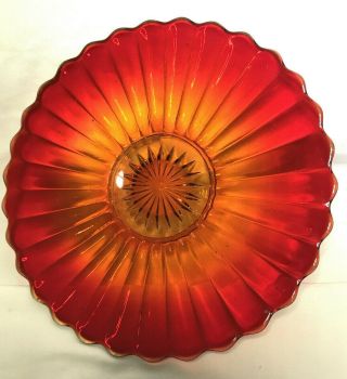 Vintage Antique Red Orange Amberina Glass Plate 7.  5