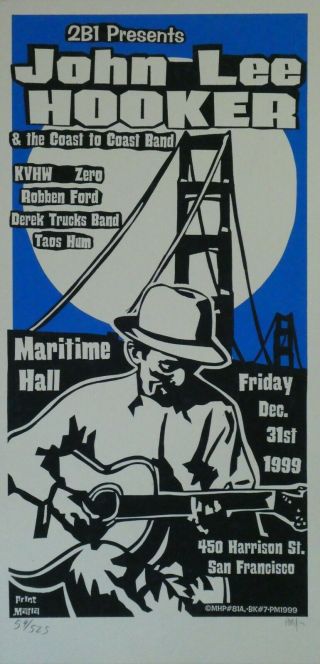 Maritime Hall Year’s Poster Rare John Lee Hooker,  Kvhw,  Zero,  Kimock