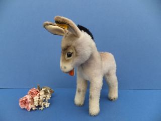 Vintage German Steiff Grissy Donkey Toy Ear Button & Tag 1817/00 Wood Fill Bear