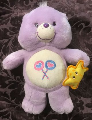Care Bears 2003 Rare Share Bear With Yellow Star In Hand Pink And Blue Lollipops
