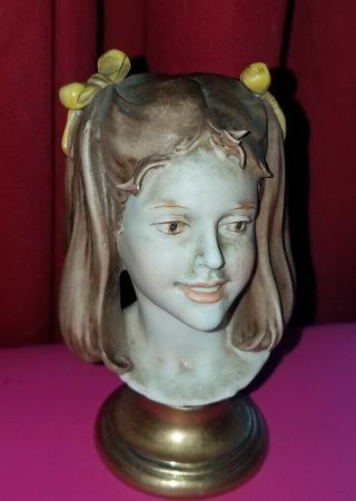 Rare Vintage Benacchio Signed Italian Capodimonte Bisque Porcelain Bust Girl