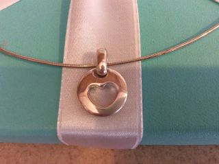 Rare Tiffany & Co.  Sterling Silver Vintage Stencil Heart Charm Necklace Retired