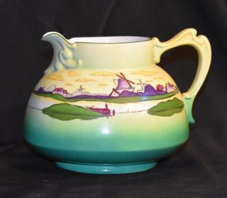 Haynes Ware Holland Sunset Scenic Pitcher Antique Chesapeake Pottery Baltimore