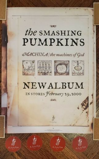 Smashing Pumpkins Machina/the Machines Of God Rare Poster & 2 Stickers