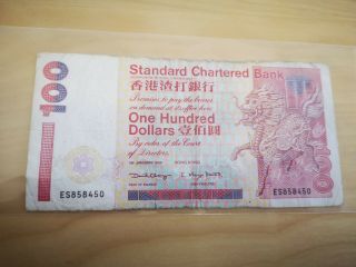 Vintage 100 Hong Kong Dollar Note,  Standard Chartered Bank Jan 1999,  Rare