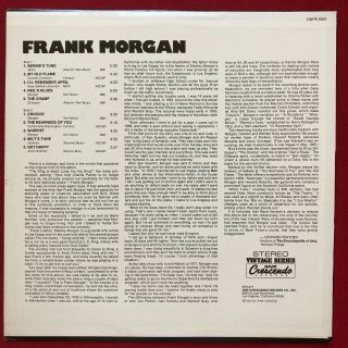 FRANK MORGAN LP (1977) RARE JAZZ GNP CRESCENDO GNPS 9041 STEREO VG/NM 2