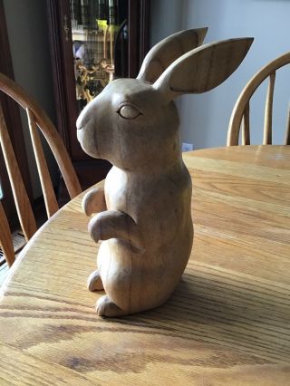 Vintage Hand Carved Wood Rabbit Folk Art