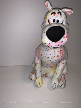Rare Polka Dot Scooby Doo Plush Toy Factory 10 " Multicolored Stars White