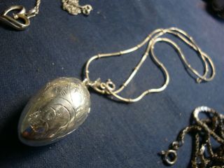 Grandmas Estate 925 Sterling Silver Rare Egg Chunky Necklace