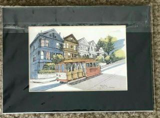 Vintage Small Print Eileen David San Francisco California Cable Car Hyde Street