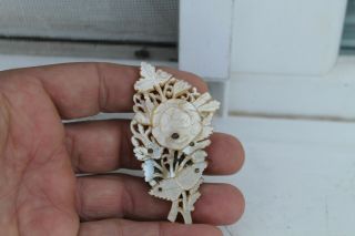Antique Old Rare Brooch Pendant Mother Of Pearl And Mussel 18 - 19c