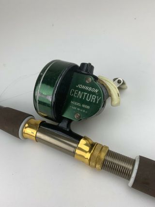 Vintage Johnson Century Model 100b Fishing Reel - Cond,  Telescope Rod