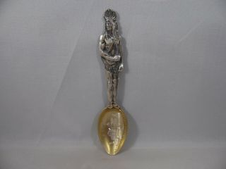 Sterling Silver Figural Spoon Native Indian U S Armory Springfield Mass