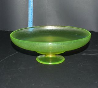Antique Fenton Florentine Green Stretch Glass,  Uranium,  Footed Bowl