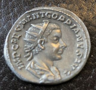 Ancient Roman Silver Coin Antoninianus Gordian Iii Rare Xf,  Bonus