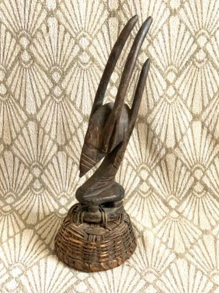 Antique African Bambara Headdress Chiwara Antelope Carved Wood Mali Tribal Art