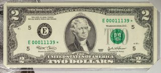 2003 Usa Rare $2 Bill Very Low Serial Number 00011139 Star Note Richmond (dr)