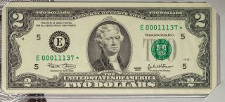 2003 Usa Rare $2 Bill Very Low Serial Number 00011137 Star Note Richmond (dr)