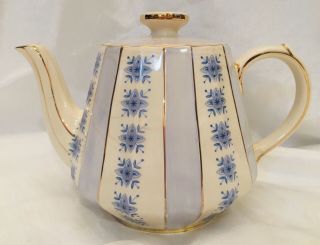 Sadler England Very Rare Vintage Teapot 3010 Light Pale Blue Starburts Gold