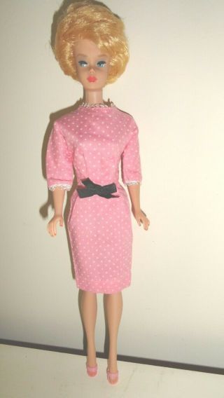 Vintage Barbie Clone Babs Mitzi Pink Polka Dot Swiss Dress & Heels No Doll
