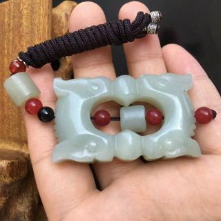 Antique Chinese Hand Carved White Jade Pendant