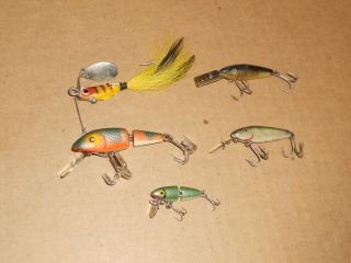 5 Vintage Heddon Spinfin - Inch Minnow,  1 " - 2 " Fishing Lures