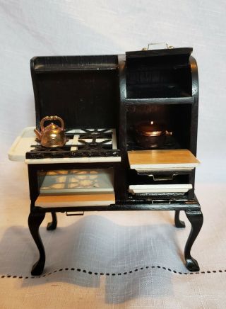 Dollhouse Miniature 1:12 Wood Vintage Gas Stove 2