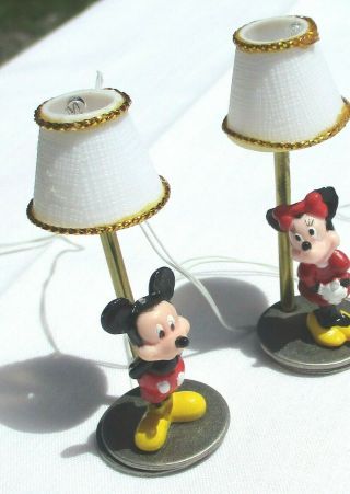VINTAGE MINIATURE MICKEY & MINNIE MOUSE ELECTRIFIED LAMPS BY JUDY MARKS 3