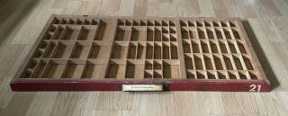 Vintage Printer Type Set Drawer Wood Cabinet Tray Display Shadow Box 32”