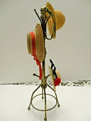 Vintage Brass Doll Coat Hat Bonnet Stand For Vogue Ginny Size Dolls Dollhouse